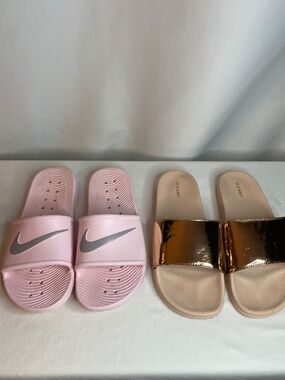 2 Pairs Womans Slides, Size 10